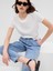 Kadın Mavi Mid Rise Easy Pull-On Jean Pantolon 3