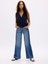 Kadın Mavi High Rise Stride Wide-Leg Jean Pantolon 5