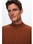 Slim Fit Tarçın Fitilli Pamuk Karışımlı Yarım Balıkçı Dar Kesim Vücudu Saran Triko Kazak 5HF06ORT64100 2