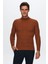 Slim Fit Tarçın Fitilli Pamuk Karışımlı Yarım Balıkçı Dar Kesim Vücudu Saran Triko Kazak 5HF06ORT64100 3