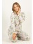Çiçekli Doğal Viskon Soft Yumuşak Düğmeli Pijama Takımı 3