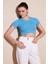 Fitilli Bel Detaylı Kısa Kollu Dar Kesim Crop Bluz Bayan Bluz 5864211 1