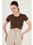 Fitilli Bel Detaylı Kısa Kollu Dar Kesim Crop Bluz Bayan Bluz 5864211 2