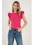 Pamuklu Kolları Fırfırlı Slim Fit Bisiklet Yaka T Shirt Bayan T Shirt 5864500 4