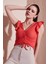 Büzgü Detaylı Kolları Fırfırlı Dar Kesim Crop Bluz Bayan Bluz 5865015 1