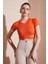 Fitilli Bel Detaylı Kısa Kollu Dar Kesim Crop Bluz Bayan Bluz 5864211 1