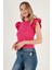 Pamuklu Kolları Fırfırlı Slim Fit Bisiklet Yaka T Shirt Bayan T Shirt 5864500 2
