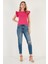 Pamuklu Kolları Fırfırlı Slim Fit Bisiklet Yaka T Shirt Bayan T Shirt 5864500 3