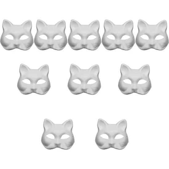 Chihiro586 - 9278 10 Adet Dıy Boyasız Masquerade Maskeleri Kedi Maskeleri Beyaz Kedi Maskeleri Cadılar Bayramı Noel Partisi Dekorları Için Boş Maske (Yurt Dışından)