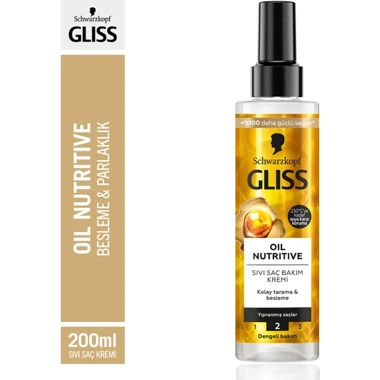 Gliss Oil Nutritive Besleme & Parlaklık Sıvı Saç Bakım Kremi 200 ml
