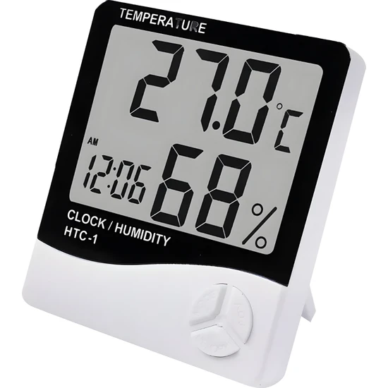 HTC-1 Masaüstü Dijital Termometre Nem Ölçer Masa Saati