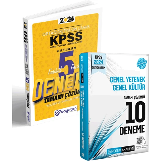 Pegem Akademi Yayıncılık 2024 KPSS Ortaöğretim Tamamı Çözümlü 10'lu Deneme ve Saydam Yayınları KPSS Ortaöğretim Önlisans 5'li Deneme