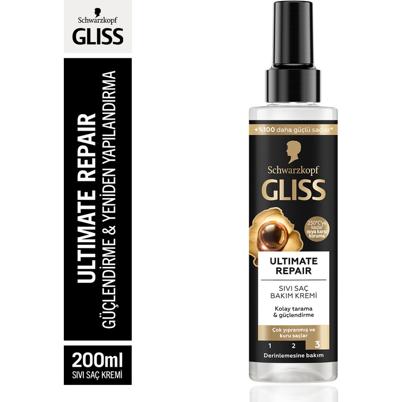 Gliss Ultimate Repair 200 ml Sıvı Saç Kremi Yıpranmış Saçlar İçin Güçlendirici Formül