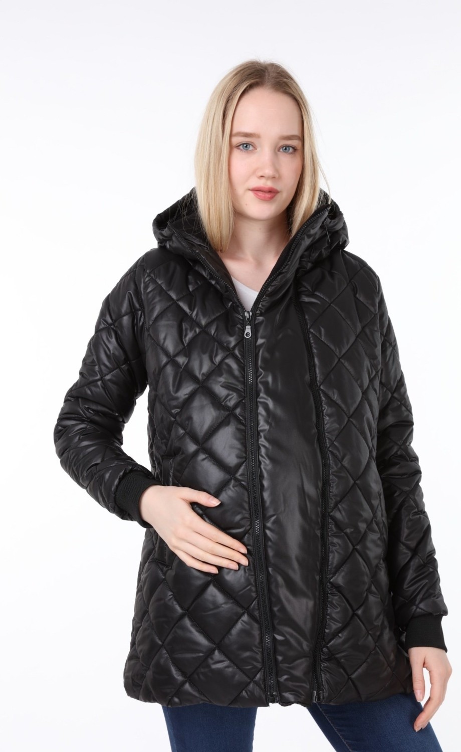 Luvmabelly MYRA7800 Siyah Kapitoneli Hamile Montu %100 Polyester Rahat Kesim ve Şık Tasarım