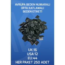 Netsan Etiket Avrupa Beden Numaralı Orta Katlamalı UK16-USA12-EU44 Siyah Beden Etiketi - 250 Adet