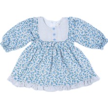 Bebelop Kız Çocuk Kolları ve Eteği Fırfırlı Yaka Düğmeli Detaylı Elbise