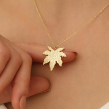 Nox Jewelry 925 Ayar Gümüş Dokulu Yaprak Desenli Kolye