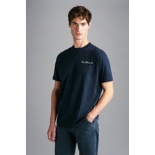 Paul & Shark  Erkek Pamuklu Regular Fit Yuvarlak Yaka Lacivert T-Shirt 24411060-013