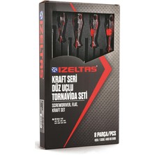 Izeltaş 4100 Kraft Seri Düz 8 Parça Tornavida Seti