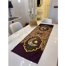 Aydizaynn Runner Ramazan Bordo Gold 43X140CM Ramadan Mübarek Sofra Iftar Eid Kareem Iftarmasası Mubarak