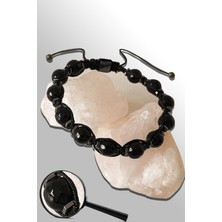 Tesbih Atölyesi Sertifikalı Terahertzli 8 mm Doğal Fasetli Siyah Turmalin Taşı Bileklik