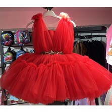 Cillop Butik Kız Çocuk Özel Tasarım Taş Işlemeli Kat Kat Kabarık Abiye Elbise