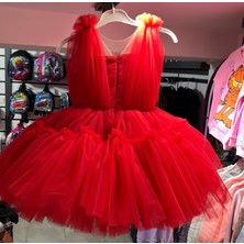 Cillop Butik Kız Çocuk Özel Tasarım Taş Işlemeli Kat Kat Kabarık Abiye Elbise