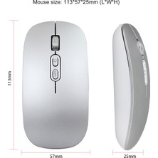 Decisive M103 Şarj Edilebilir Kablosuz Fare Sessiz Düğme USB Mini Optik Fare Dpi 1600 Bilgisayar Dizüstü Bilgisayar Için Şarj Kablosu ile (Gümüş) (Yurt Dışından)