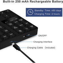 Decisive Kablosuz Sayısal Tuş Takımı, Şarj Edilebilir Sayısal Tuş Takımı 35 Tuşlu Harici Numara Klavye Taşınabilir Ince Kısayol Tuş Takımı (Yurt Dışından)
