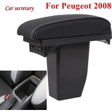 Cdwishbest Sadece Kapak Yeni Peugeot Için Çift Katmanlı Pu Deri USB Araba Aksesuarları Kol Dayama Kutusu Merkezi Saklama Kutusu Genel Kol Dayama Kutusu B29 (Yurt Dışından)