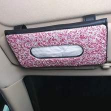 Cdwishbest Pembe Bling Kristal Araba Doku Kutusu Güneşlik Elmas Deri Oto Doku Kağıt Tutucu Kılıf Sunvisor Asılı Peçete Araba Aksesuarları (Yurt Dışından)