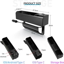 Cdwishbest Kablo Yok x 2 Adet Araba Organizatör Şarj Kablosu ile Araba Koltuğu Boşluk Saklama Kutusu Iosandroidtype C Için Kablo ile Çift USB Bağlantı Noktası Otomatik Istifleme Toplama (Yurt Dışından)
