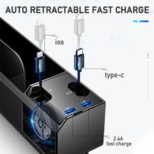 Cdwishbest Kablo Yok x 2 Adet Araba Organizatör Şarj Kablosu ile Araba Koltuğu Boşluk Saklama Kutusu Iosandroidtype C Için Kablo ile Çift USB Bağlantı Noktası Otomatik Istifleme Toplama (Yurt Dışından)