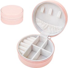 Chavin Pembe Deri Seyahat Yüzük Küpe Kolye Takı Kutusu ST1-68PM