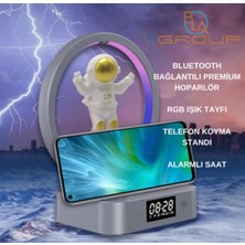 Çok Işlevli Astronot Rgb Atmosfer Lambası Çalar Saat Bluetooth Hoparlör