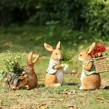 Decisive Simülasyon Tavşan Reçine Saksı Açık Tavşan Heykelleri Açık Dekor Için Polyresin Bunny C (Yurt Dışından)