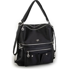 Nas Bag Sırt Çantası ve Omuz Çantası Dönüştürülebilir Tasarımlı - Siyah Saten