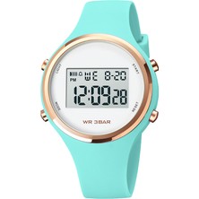 2xudc Rose Res Su Geçirmez Elektronik Dijital Saatler Özelleştirilmiş Unisex Pembe Yuvarlak Alarm Su Geçirmez Yumuşak Silikon Bant Dijital Saatler (Yurt Dışından)