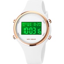 2xudc Rose Res Su Geçirmez Elektronik Dijital Saatler Özelleştirilmiş Unisex Pembe Yuvarlak Alarm Su Geçirmez Yumuşak Silikon Bant Dijital Saatler (Yurt Dışından)