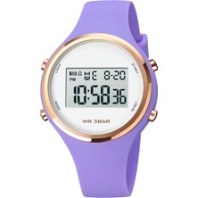 2xudc Rose Res Su Geçirmez Elektronik Dijital Saatler Özelleştirilmiş Unisex Pembe Yuvarlak Alarm Su Geçirmez Yumuşak Silikon Bant Dijital Saatler (Yurt Dışından)