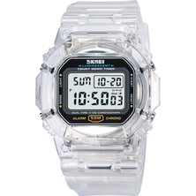 2xudc Beyaz Dijital Saat Skmei 1999 Özel Reloj De Hombre Le Işık Izle 50M Kol Saatleri Şeffaf Bantlı Erkekler Için LED Dijital Spor Saatler (Yurt Dışından)