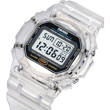 2xudc Beyaz Dijital Saat Skmei 1999 Özel Reloj De Hombre Le Işık Izle 50M Kol Saatleri Şeffaf Bantlı Erkekler Için LED Dijital Spor Saatler (Yurt Dışından)