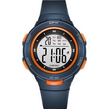 2xudc Mavi Turuncu Moda Lüks Saat 3ATM Su Geçirmez Dijital Saat Spor Kişiler Için Genç Öğrenciler 40MM Kadran Abs Kasası Işıklı Gün / Tarih Özelliği Ücretsiz Örnek (Yurt Dışından)