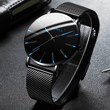 2xudc C14 Erkekler 2021 Minimalist Erkek Moda Ultra Ince Saatler Basit Erkekler Iş Paslanmaz Çelik Hasır Kemer Kuvars Izle Relogio (KWT2236) (Yurt Dışından)
