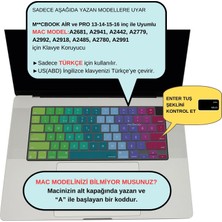 McStorey Macbook Air Pro Klavye Kılıfı US to TR Baskı M1-M2-M3 A2681 A2941 A2442 A2779 A2485 A2780 A2992 A2991 A2918 Dazzle