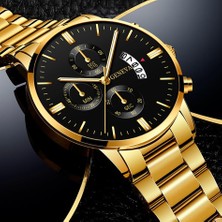 2xudc Çelik-Gül Siyah Cenevre Moda Erkekler Lüks Paslanmaz Çelik Izle Takvim Tarih Kuvars Kol Saati Saatler Erkekler Için Iş Saati Reloj Hombre (Yurt Dışından)