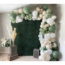 Kidspartim Retro Okaliptüs Deniz Kumu Metalik Beyaz Balon Zinciri Seti