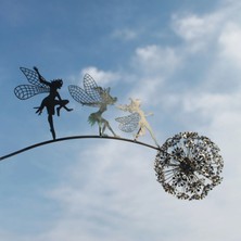 Luoditong Shop Bir Stil Bahçe Dekoratif Kazık Periler ve Karahindiba Birlikte Dans Metal Bahçe Yard Sanat Dekor Çim Heykel Dekor (Yurt Dışından)