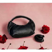 Shining Shop Kadın El ve Omuz Çantası Metal Inci Detaylı Çapraz Askılı Iç Astarlı