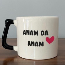 Mor Mürekkep Anam Da Anam Baskılı Kadınlar Günü Siyah Kulplu D Kupa